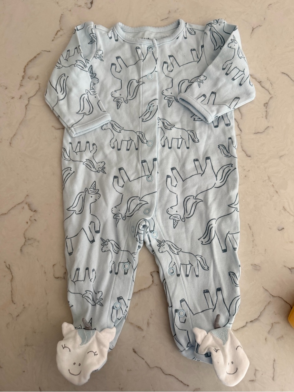 Carter's Light Blue Unicorn Footed One-Piece